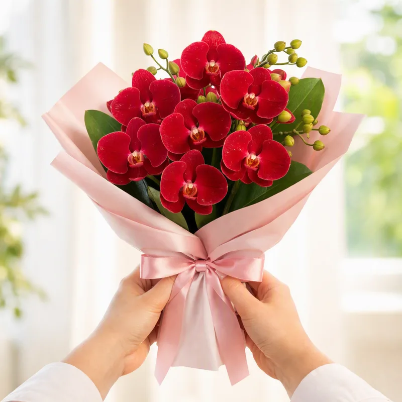 Vlinderorchidee - rood - afbeelding 3