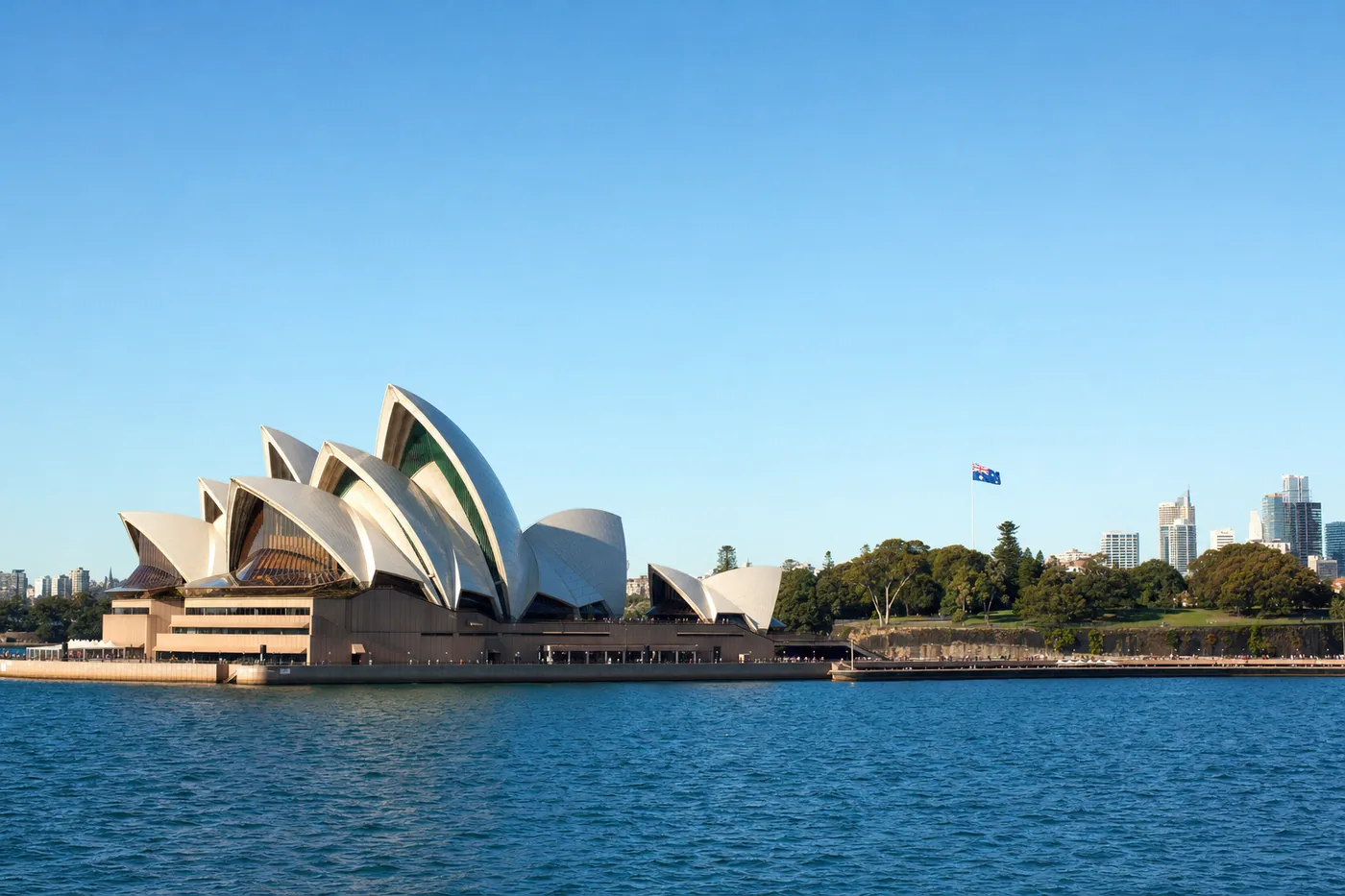 Australië – bekend monument met de nationale vlag