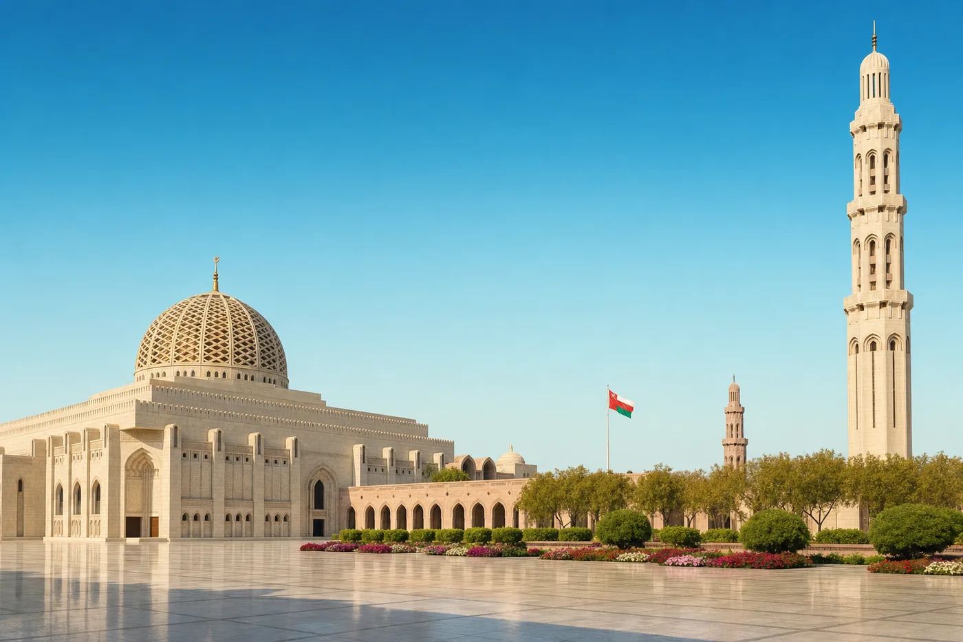 Oman – bekend monument met de nationale vlag