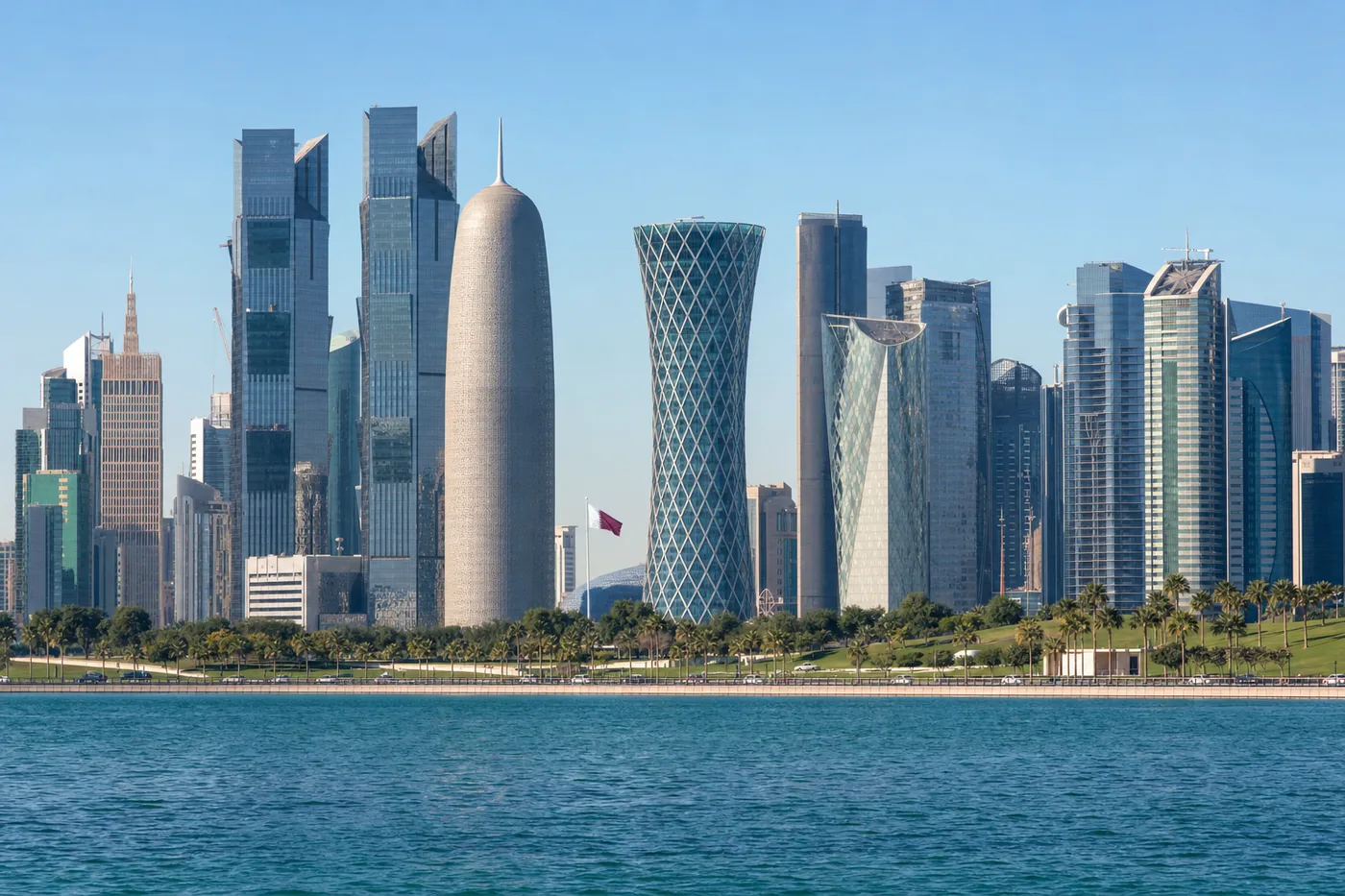 Qatar – bekend monument met de nationale vlag