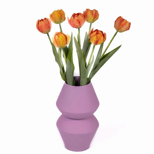 Zijden Kunstbloemen | Tulpen & paarse vaas